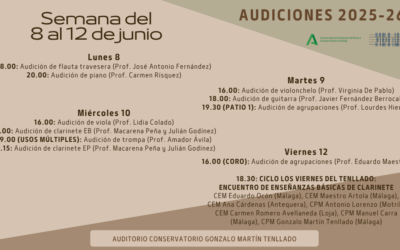 Audiciones 8 al 12 de junio