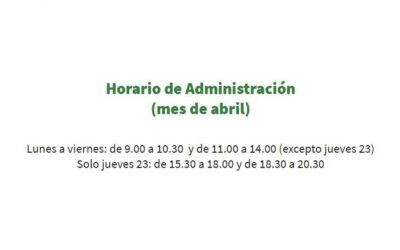 Horario de administración en abril